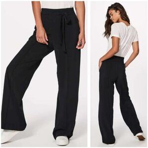 Lululemon Noir Pant Wide Leg High Rise Tie Woven Black Size 10